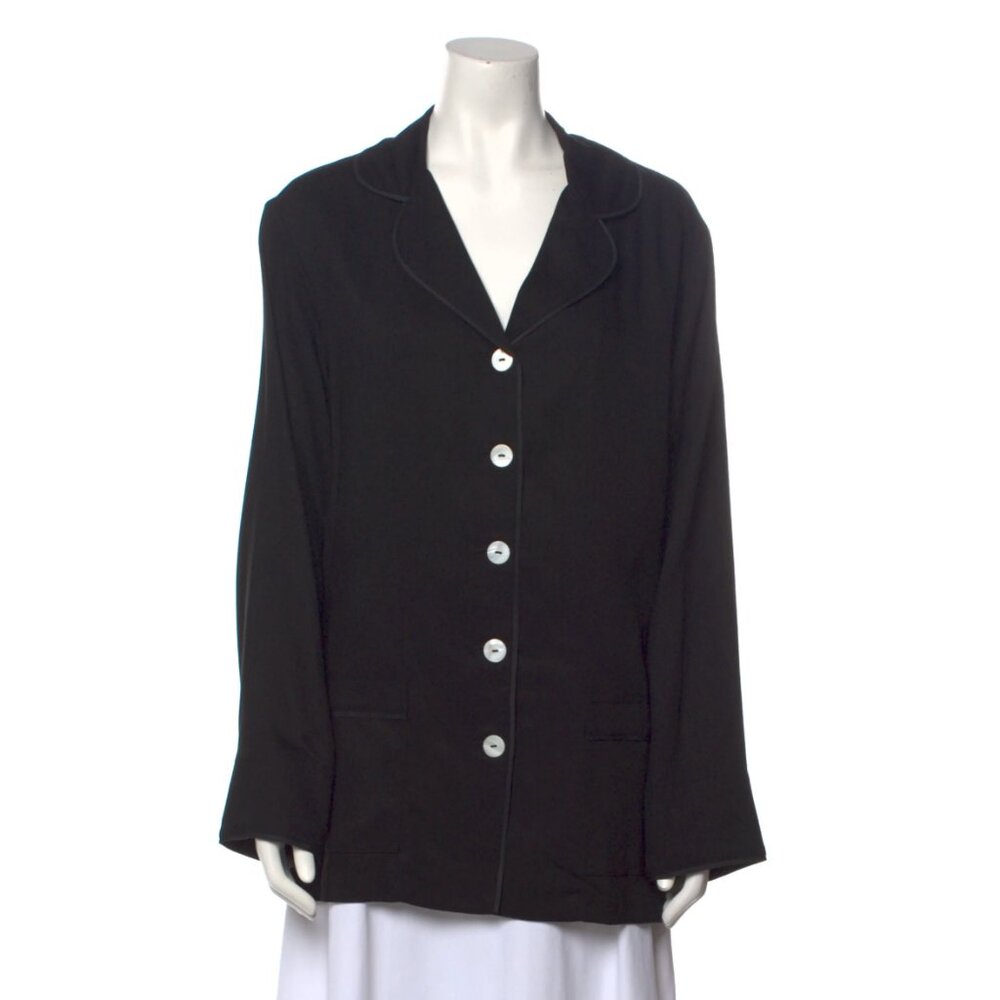 SLEEPER Chic Black contrast button front top